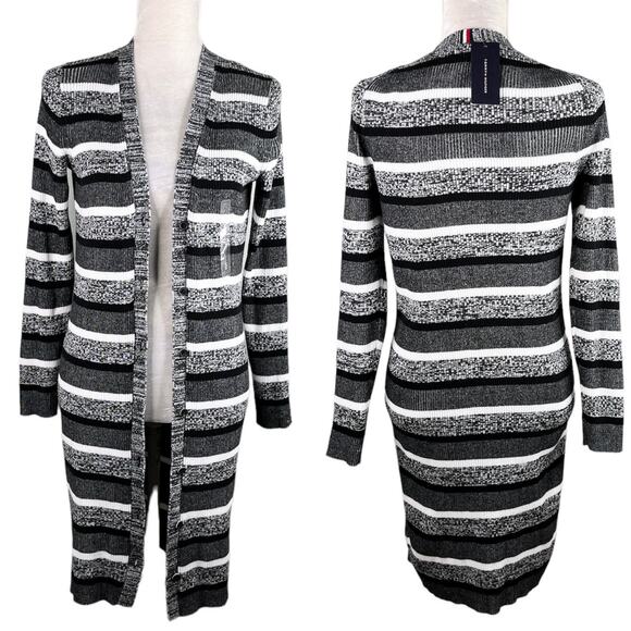 Tommy Hilfiger Duster Sweater Black White S/P New - Picture 1 of 14